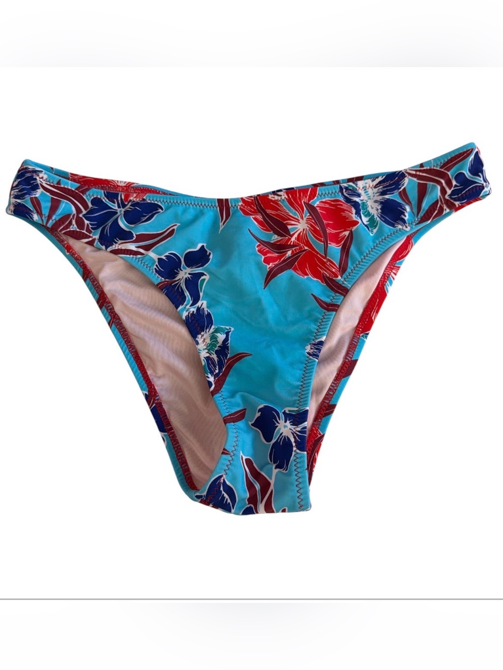 NWOT Floral Blue & Red Bikini Bottom Size Small